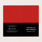 Vertikales Rotes Schwarz Abstrakt Modernes, trendi Visitenkarten (Außenseite Aufgefaltet)