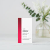 Vertikales Rotes Weiß Minimalistisch Modernes Schl Visitenkarte (Stehend Vorderseite)