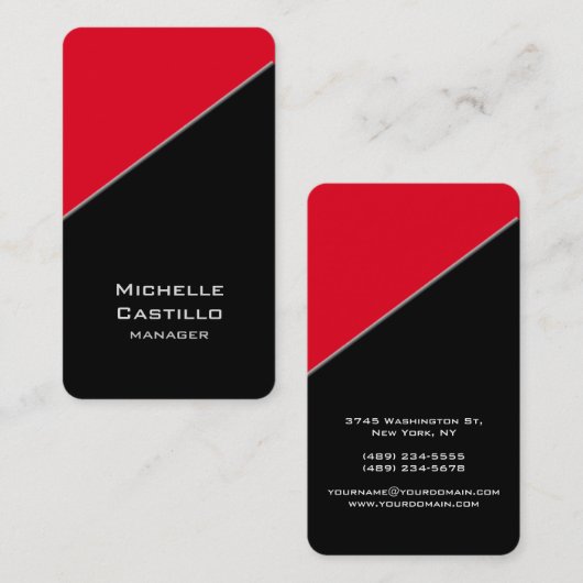 Vertikales Schwarz-Rot-Unique-Design Visitenkarte (Vorne/Hinten)