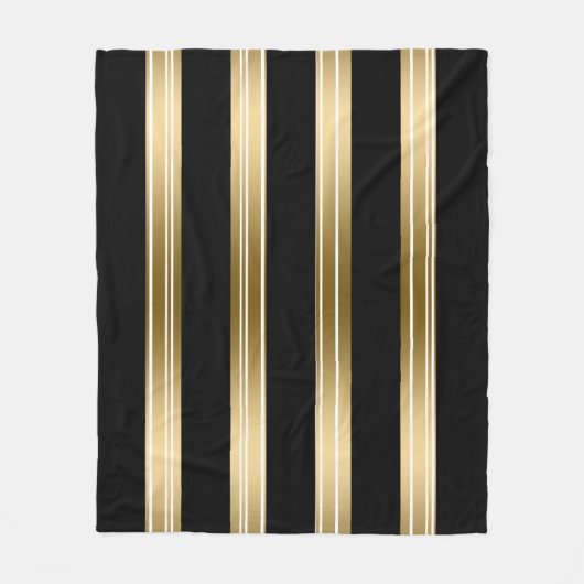 Vertikales Schwarz und goldene Streifen weißer Hin Fleecedecke (Vorderseite)