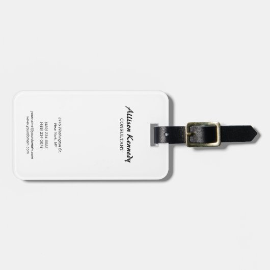 Vertikales Schwarz-Weiß-Pinselskript Gepäckanhänger (Vorderseite horizontal)