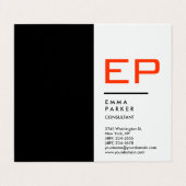 Vertikales Schwarz-weißes Trendrotes Monogramm Visitenkarten (Außenseite Aufgefaltet)