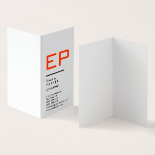 Vertikales Schwarz-weißes Trendrotes Monogramm Visitenkarten