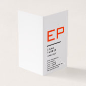 Vertikales Schwarz-weißes Trendrotes Monogramm Visitenkarten (Vorderseite)