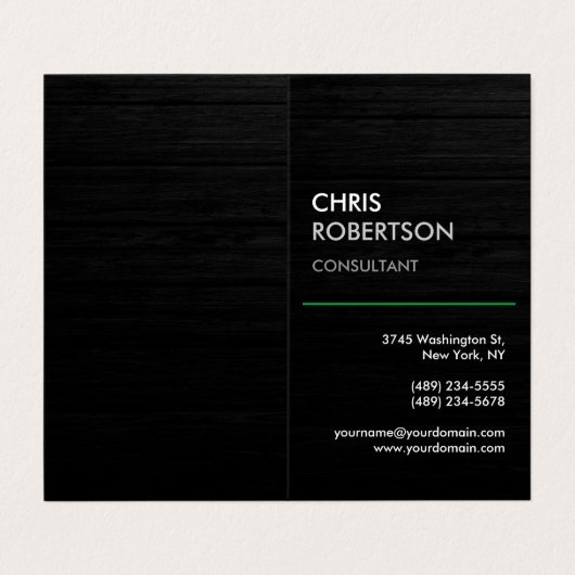 Vertikales Schwarzes Graues Holz attraktiv modern Visitenkarten (Außenseite Aufgefaltet)