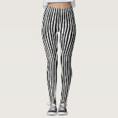 Vertikales schwarzes und weißes BW-Muster für Retr Leggings (Vorderseite)