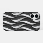 Vertikales Schwarzweißmuster iPhone 16 Hülle (Rückseite (Horizontal))