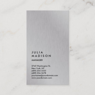 Vertikales Silver Gray Trendy Manager Consultant Visitenkarte