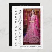 Vertikales Skript für das Love Memory-Beerdigung-P Einladung (Vorne/Hinten)