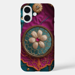 Vertikales Spiegelwerk und Stickerei Inspiriert iPhone 16 Hülle