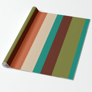 Vertikales Streifenmuster Retro Vintage Farben Geschenkpapier