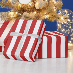 Vertikales Streifenmuster Rot und Weiß Geschenkpapier