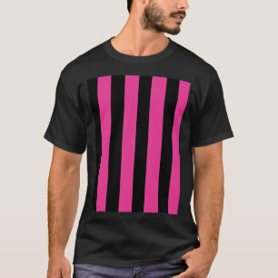 Vertikales Strickdesign in Schwarz und Rosa T-Shirt