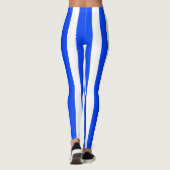 Vertikales Stricksegler Blau- und Weißmuster Leggings (Rückseite)