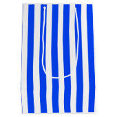 Vertikales Stricksegler Blau- und Weißmuster Mittlere Geschenktüte (Rückseite)