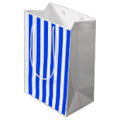 Vertikales Stricksegler Blau- und Weißmuster Mittlere Geschenktüte (Rückseite Schrägansicht)