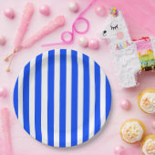 Vertikales Stricksegler Blau- und Weißmuster Pappteller (Party)