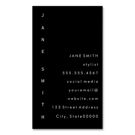 Vertikales Textdesign Magnetische Visitenkarte (Vorderseite Vertikal)