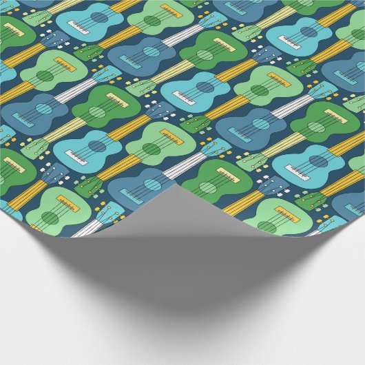Vertikales Ukulele-Muster Geschenkpapier (Ecke)