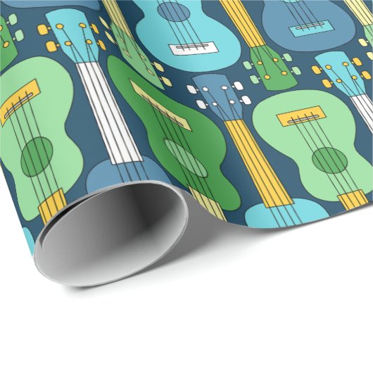 Vertikales Ukulele-Muster Geschenkpapier (Rolleneckpunkt)