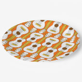 Vertikales Ukulele-Muster Pappteller (Schrägansicht)