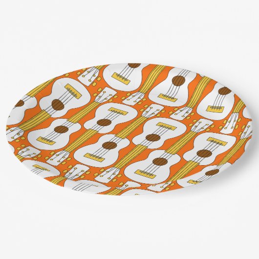 Vertikales Ukulele-Muster Pappteller (Schrägansicht)