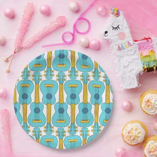 Vertikales Ukulele-Muster Pappteller (Party)