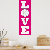Vertikales Volleyball-Liebe-Farbposter Poster (Küche)