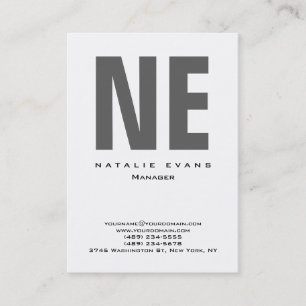 Vertikales weißes einfaches riesiges Monogramm sau Visitenkarte