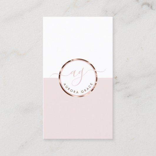 Vertikales White Rose Gold Grace Visitenkarte (Vorderseite)