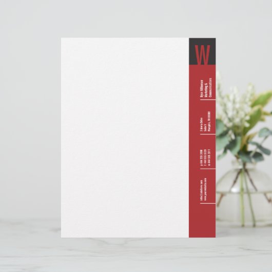 Vertikalitäts-Hochrot-Monogramm Briefkopf (Stehend Vorderseite)