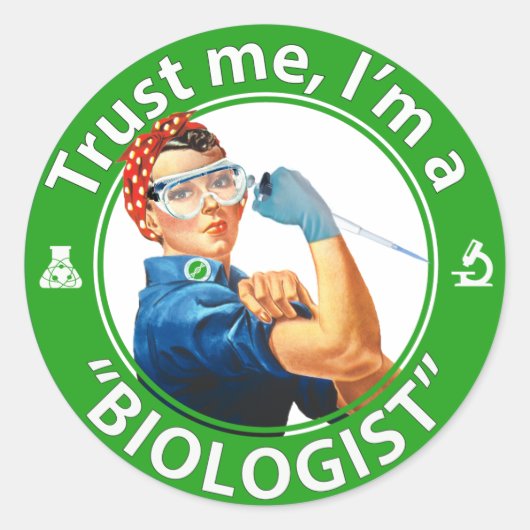 Vertrau mir, ich bin ein "Biologe" Logo auf dem Ru Runder Aufkleber (Vorderseite)