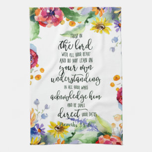 Vertraue auf den Herrn floral Geschirrtuch