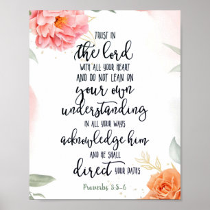 Vertraue auf den Herrn floral  Poster