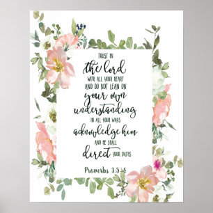 Vertraue auf den Herrn floral   Poster