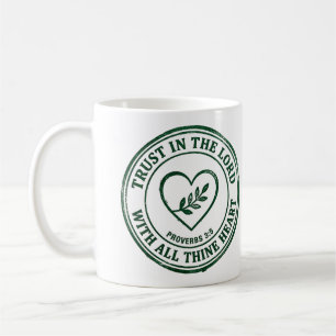 Vertraue auf den Herrn Sprüche 3:5 Grüne Tintenste Kaffeetasse