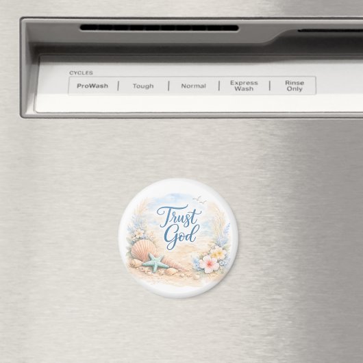 "Vertraue Gott" Küstenstrand Wasserfarbe Christlic Magnet (In Situ (Geschirrspüler))