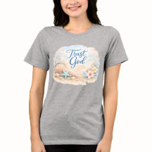 "Vertraue Gott" Küstenstrand Wasserfarbe Christlic