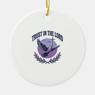 Vertraue in den Herrn Taube Christliches T-Shirt-D Keramik Ornament
