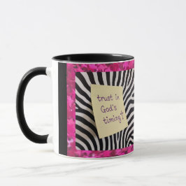 Vertraue in Gottes Zeitplanung rosa Glitter Zebra  Tasse