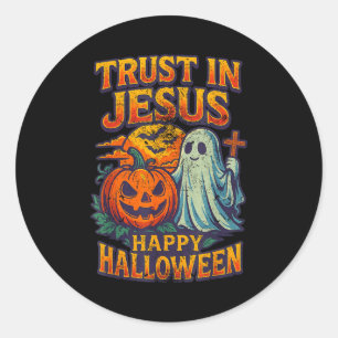 Vertraue in Jesus Süßer Christlicher Vintage-Hallo Runder Aufkleber