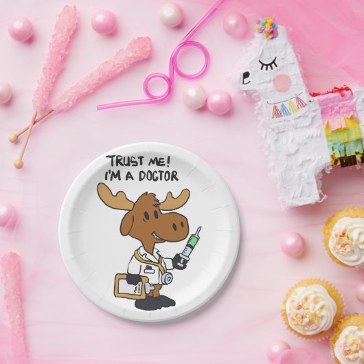 Vertraue mir! i.m á Arzt| Hintergrundfarbe Pappteller (Party)