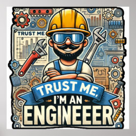 "Vertraue mir, ich bin Ingenieur" 3D Designer Wall Poster