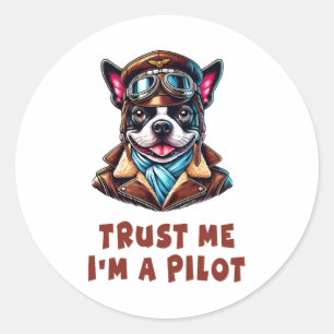 Vertraue mir, ich bin Pilot Runder Aufkleber