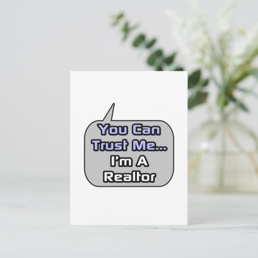 Vertraue mir .. Ich bin Realtor Postkarte (Stehend Vorderseite)