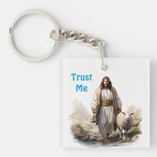 Vertraue mir, Jesus und Lamm Schlüsselanhänger