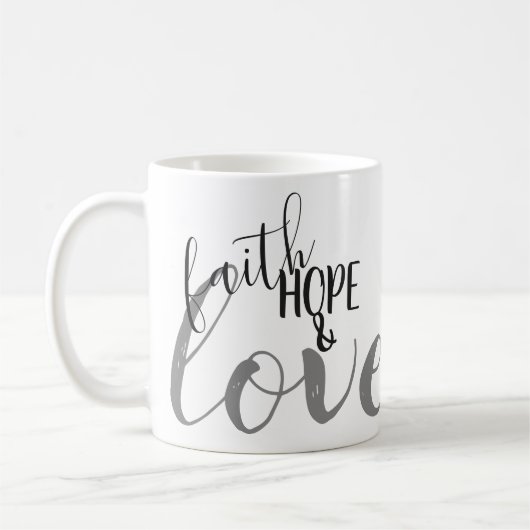 Vertrauen, Hoffnung und Liebe Kaffeetasse (Links)