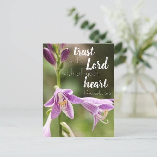 "Vertrauen in den Herrn" Blume Foto Postkarte (Stehend Vorderseite)