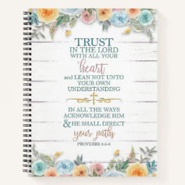 Vertrauen in den Herrn mit Blume auf Holz Notizblock