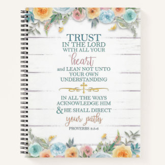 Vertrauen in den Herrn mit Blume auf Holz Notizblock